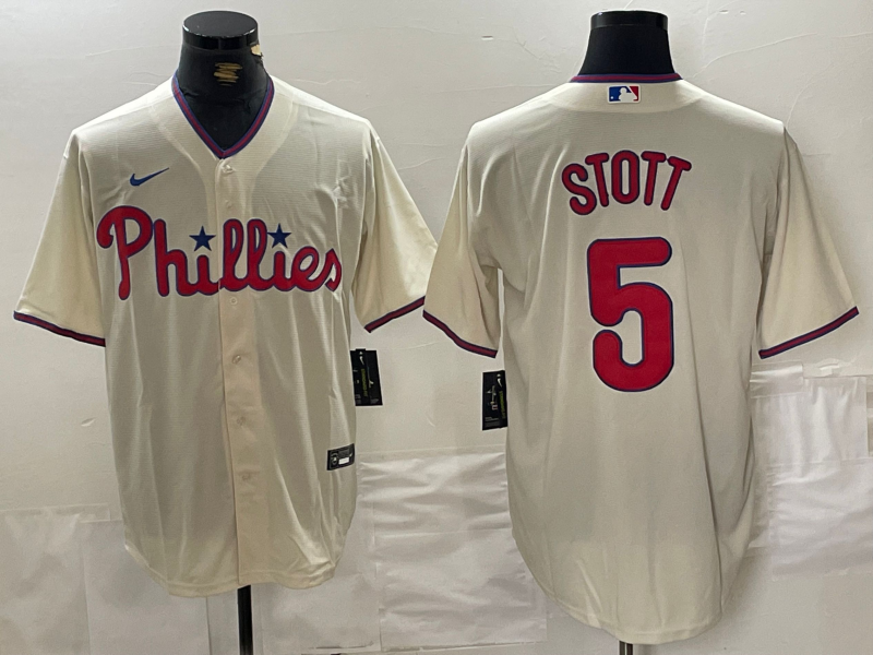 Men's Philadelphia Phillies Bryson Stott #5 Cream Jersey